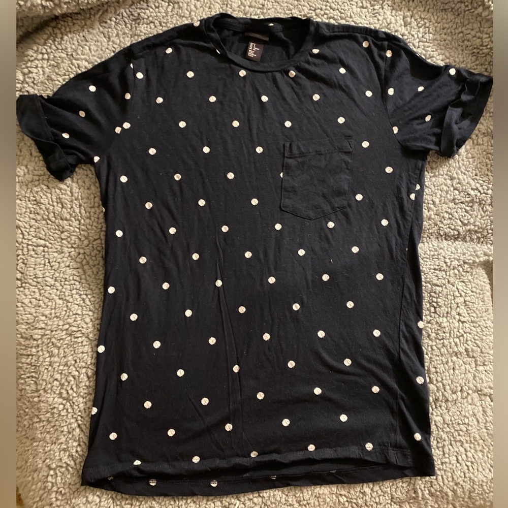 Navy Blue White-Dotted Tee